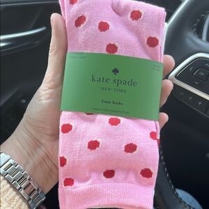 NEW Kate Spade Pink and Red Crew Socks